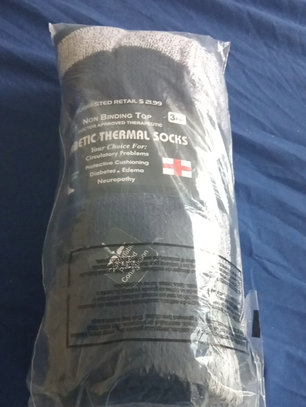 Diabetic Thermal Non-Binding Socks - Black/Gray - Therapeutic Comfort
